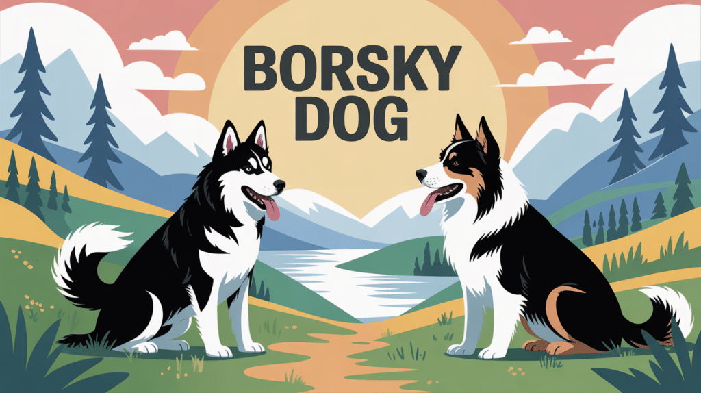 Illustration centrale borsky dog croisé husky et border collie dans la nature