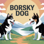Illustration centrale borsky dog croisé husky et border collie dans la nature