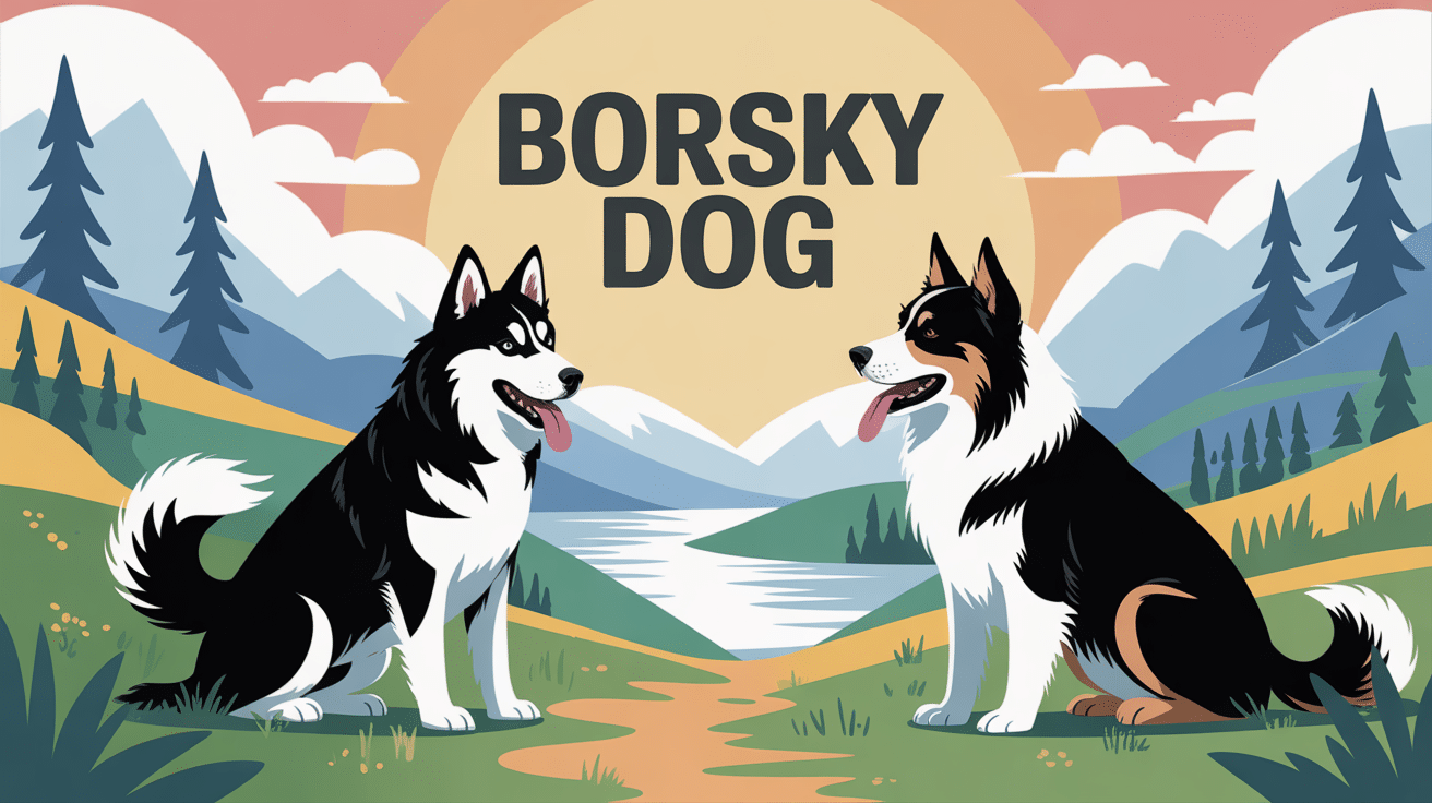 Illustration centrale borsky dog croisé husky et border collie dans la nature