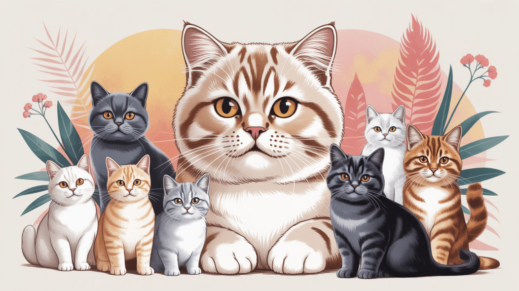 illustration de chat creme plusieurs races