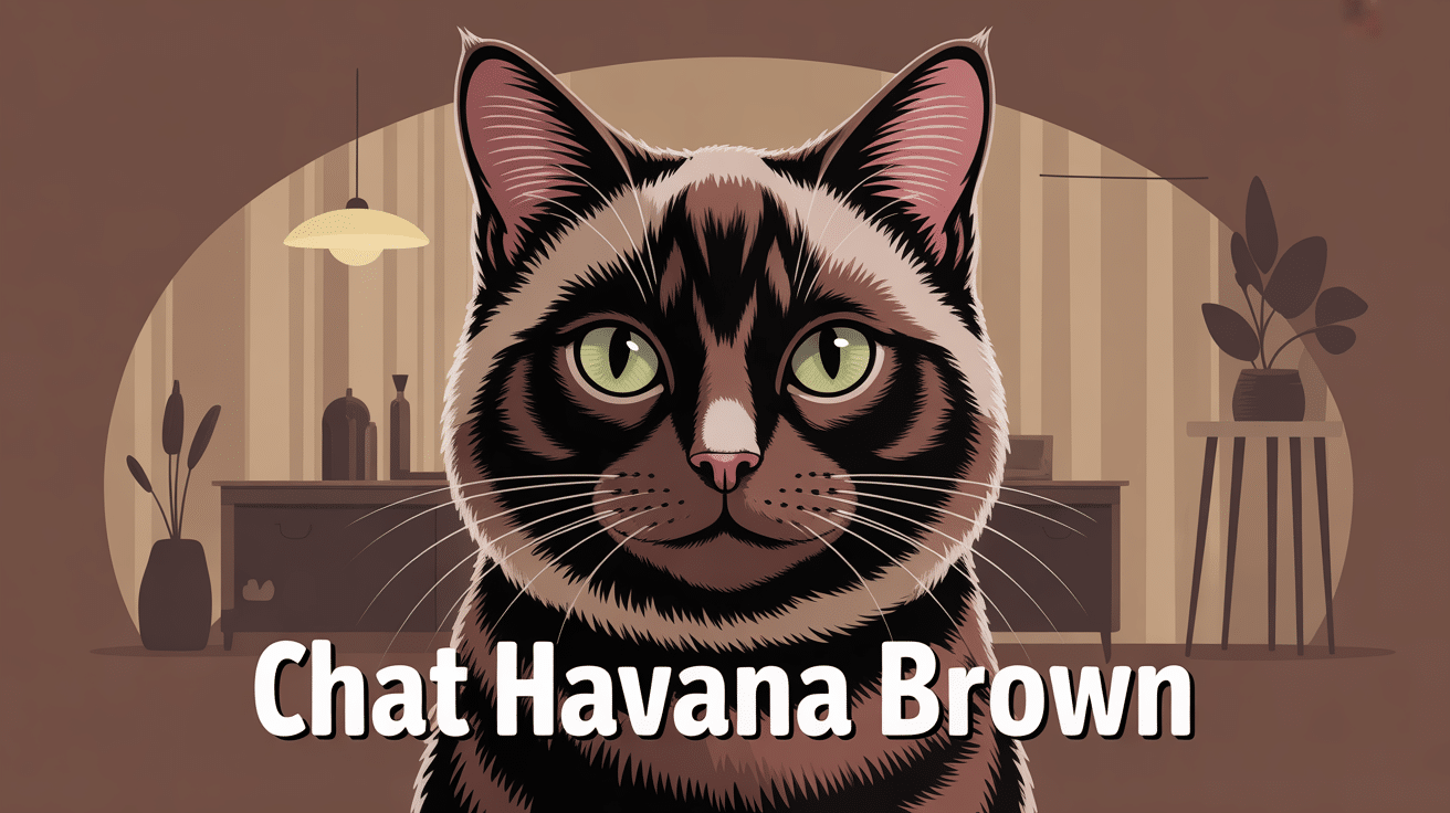 Chat Havana brown élégant yeux verts illustration vectorielle