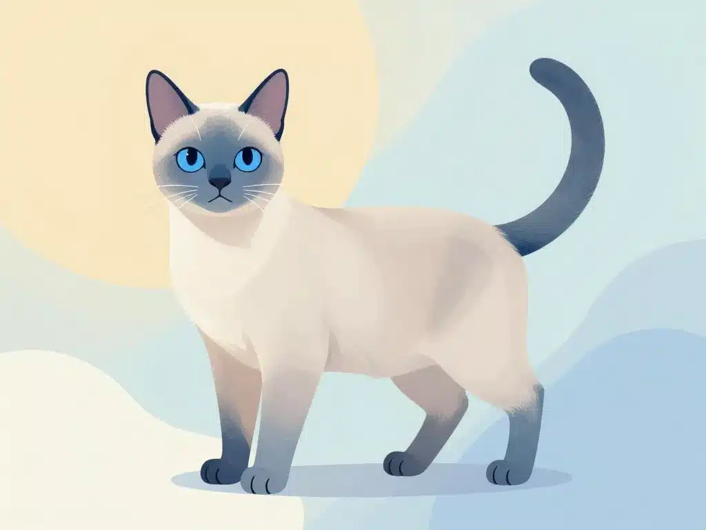 Siamois gris corps crème points bleus illustration