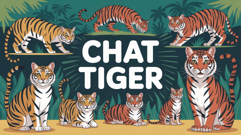 Illustration chat tiger pelages tigrés jungle