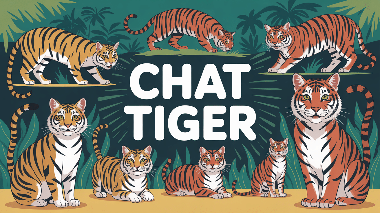 Illustration chat tiger pelages tigrés jungle