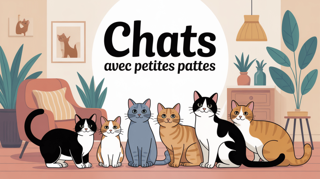 Illustration de chats avec petites pattes dans un intérieur cosy