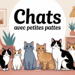 Illustration de chats avec petites pattes dans un intérieur cosy