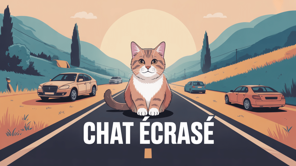 Chats écrasés sur route illustration
