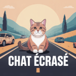 Chats écrasés sur route illustration