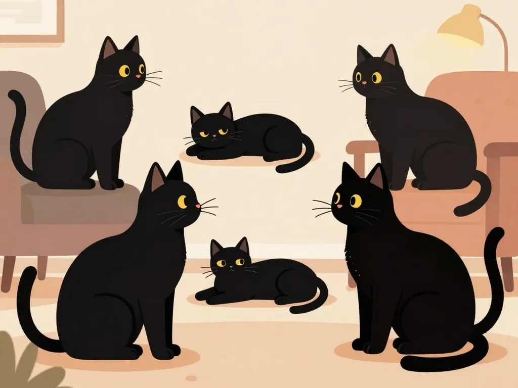 Chats noirs expressifs en interaction positive illustration