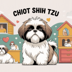 illustration chiot shih tzu famille accueil