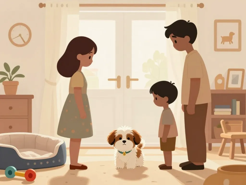 famille accueille chiot shih tzu maison