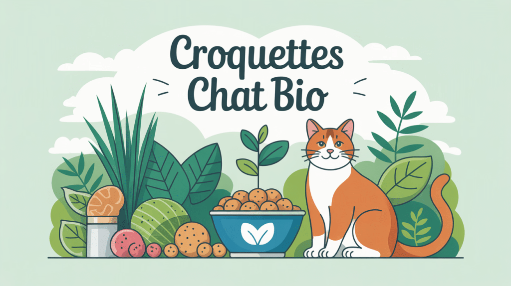 croquettes chat bio illustration santé ingrédients naturels