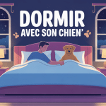 Illustration 3D doux dormir avec son chien