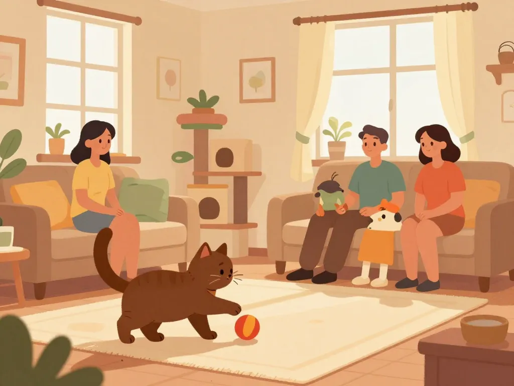 Chat Havana brown vie intérieure famille jeux