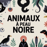 Illustration animaux à peau noire, ours polaire, ayam cemani, serpent et crapaud