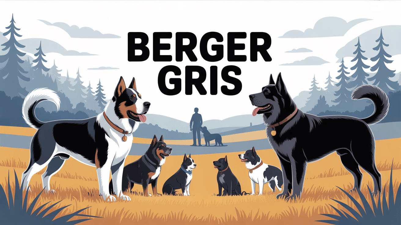 Illustration de plusieurs bergers gris dans la nature