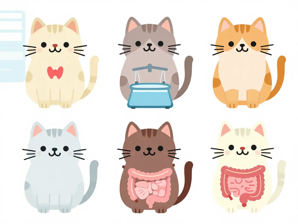 Illustration causes chat qui maigrit mais mange