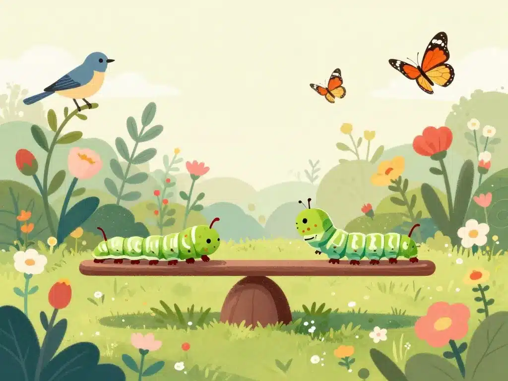 Grosse chenille coexistence biodiversité jardin