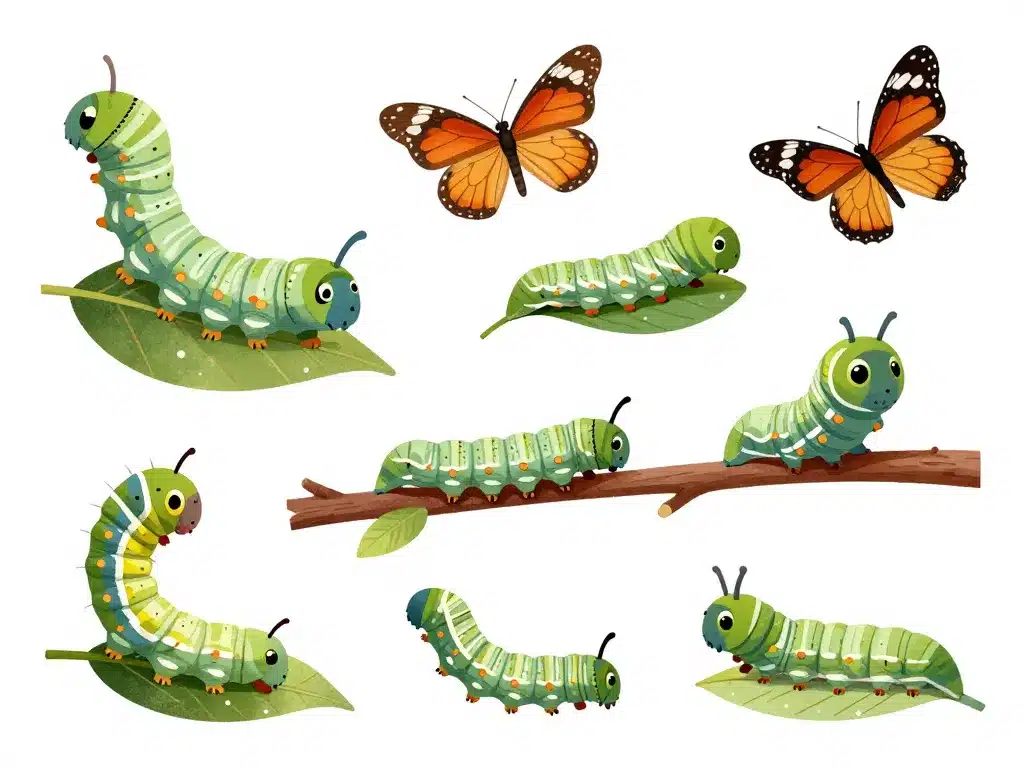 Grosse chenille différentes espèces France jardin