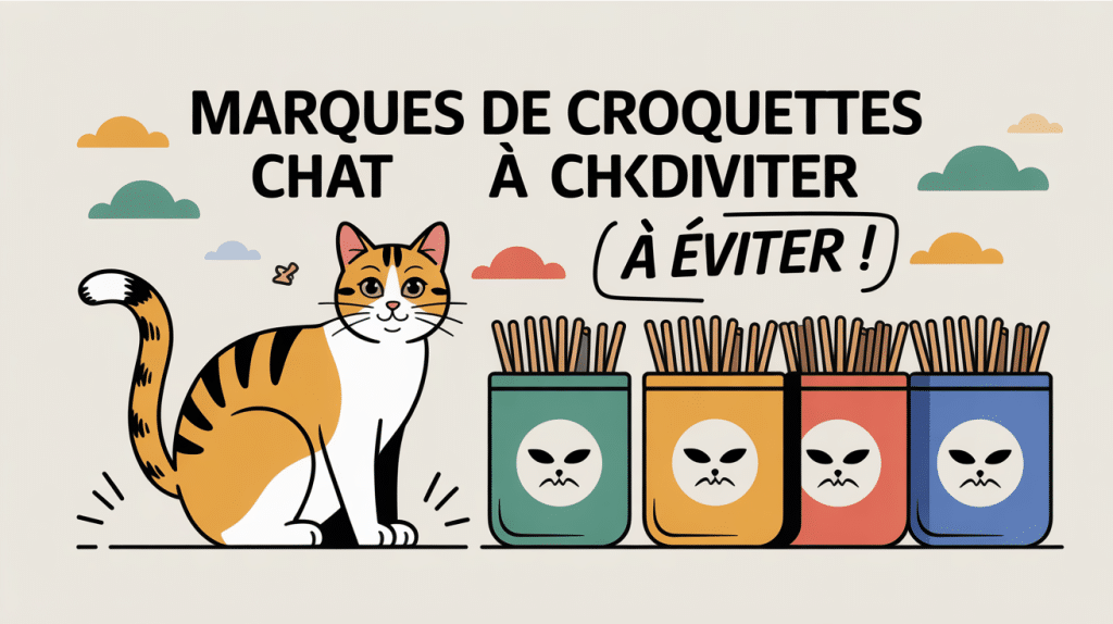 Illustration choix marque croquette chat à éviter