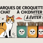 Illustration choix marque croquette chat à éviter