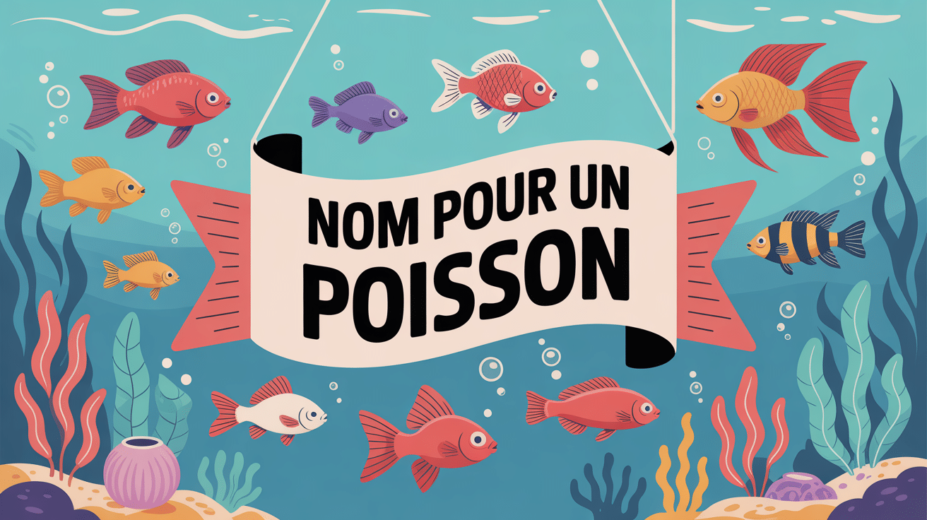 Aquarium coloré avec poissons et titre nom pour un poisson