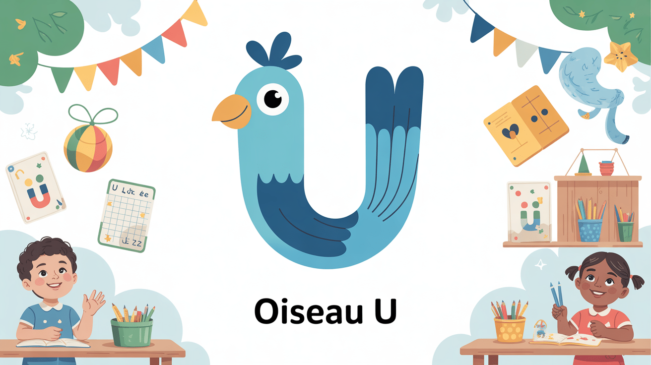 Illustration oiseau u jeu éducatif maternelle