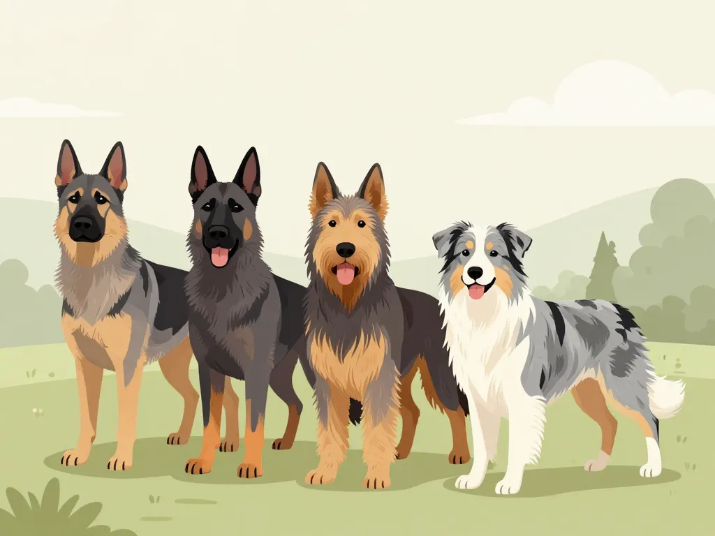 Différentes races de berger gris côte à côte