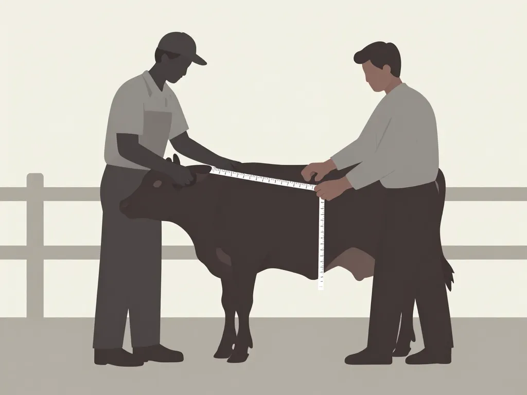 mesure du poids d'une vachette avec ruban barymétrique