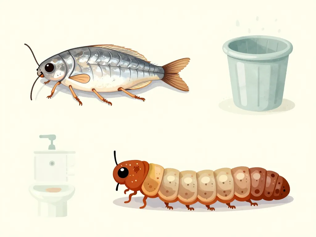 Différence poisson d'argent larve, mite, asticot