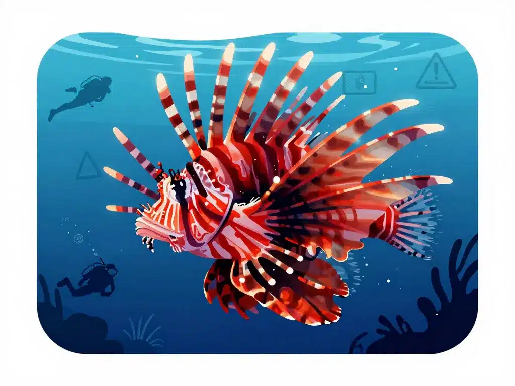 Poisson tete de lion epines venimeuses plongeurs
