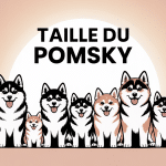 Différentes tailles de pomsky côte à côte sur fond lumineux