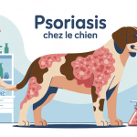 chien stylisé avec plaques rouges psoriasis chien