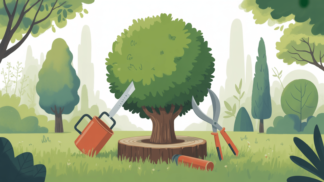 Illustration centrale montrant quand et comment tailler les muriers avec outils