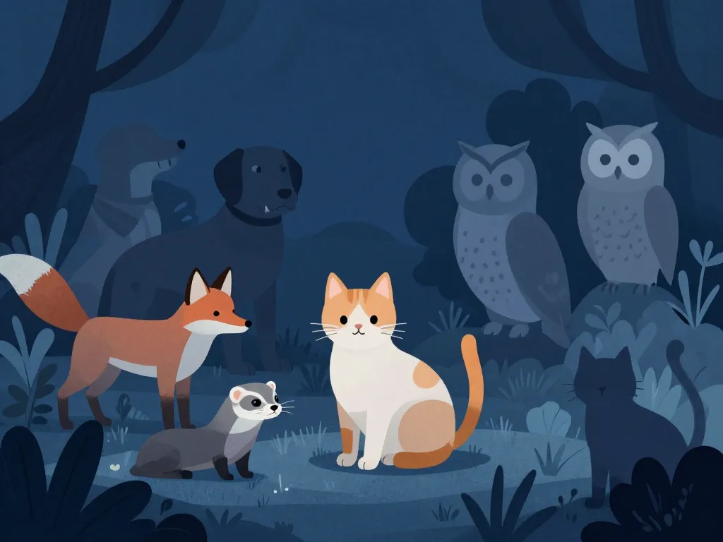Animaux qui peuvent attaquer un chat la nuit illustration SEO