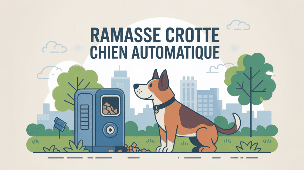 ramasse crotte chien automatique, dessin moderne sur pelouse urbaine propre