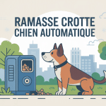 ramasse crotte chien automatique, dessin moderne sur pelouse urbaine propre