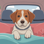 Remède de grand-mère pour chien malade en voiture illustration apaisante
