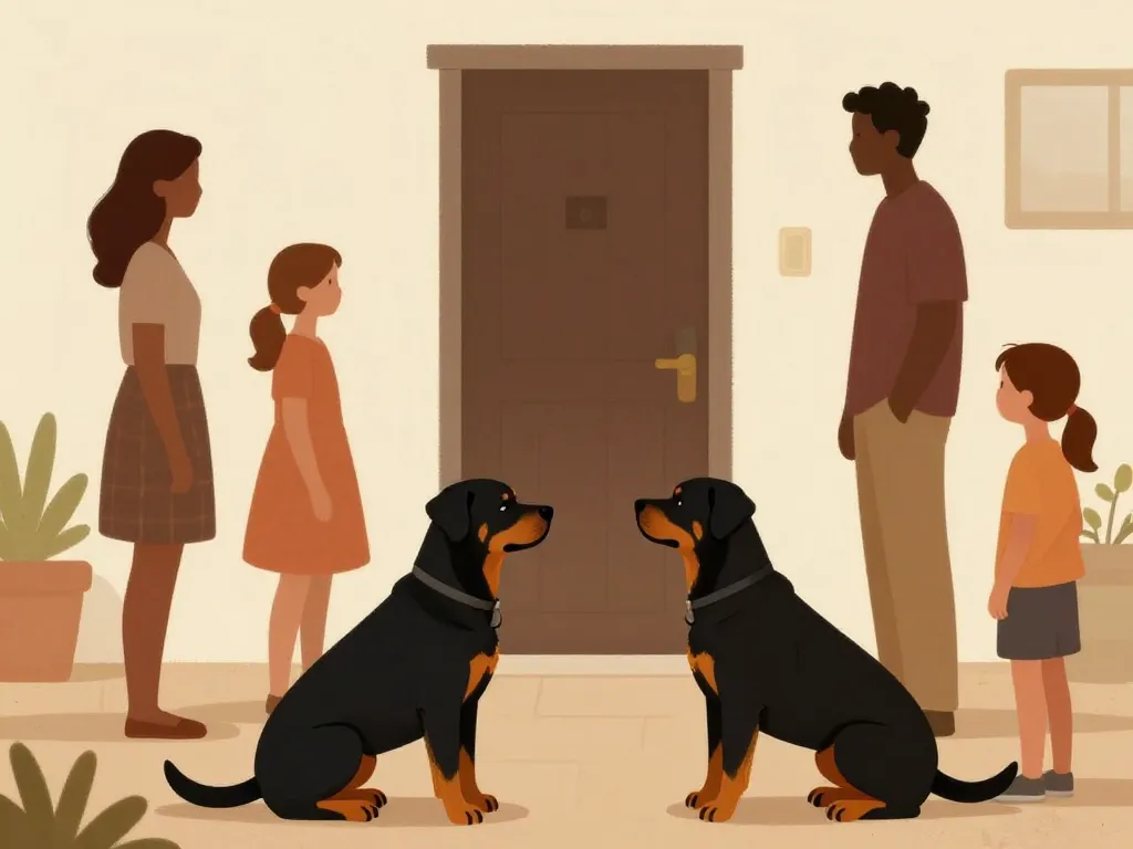 Rottweiler méchant signaux comportementaux famille invités enfants