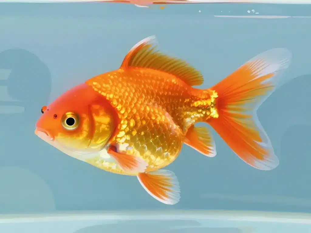 Ryukin avec bosse dorsale nageant aquarium