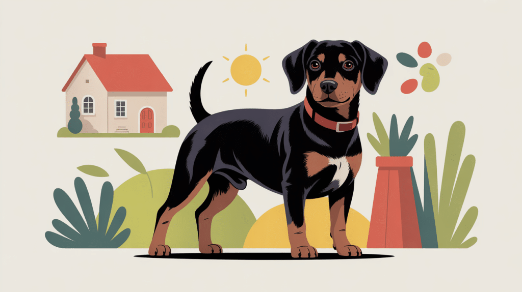 teckel arlequin poil ras en décor chaleureux