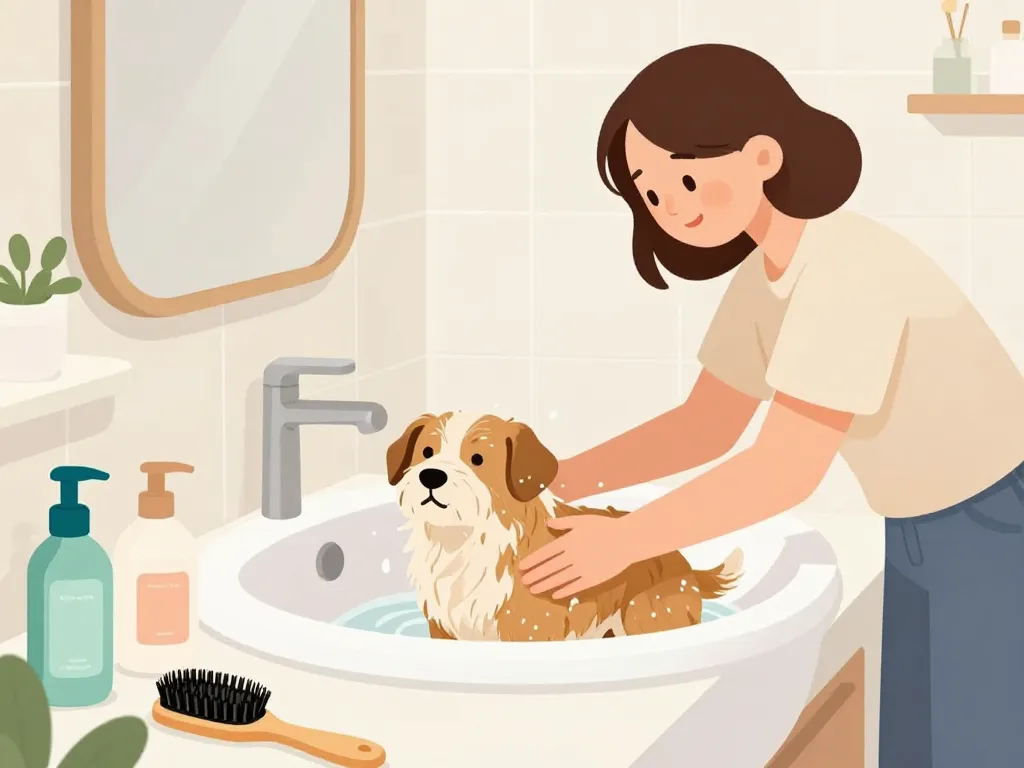 bain soins psoriasis chien illustration
