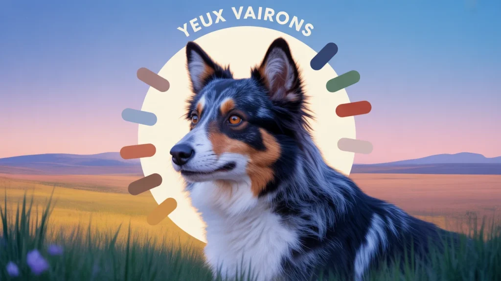 berger australien yeux vairons assis prairie