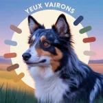 berger australien yeux vairons assis prairie