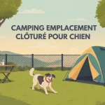 Camping avec emplacement clôturé pour chien, chien heureux