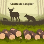 crotte de sanglier sur pelouse, illustration éducative