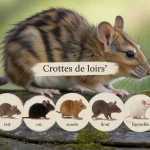 crottes de loirs et autres rongeurs alignées