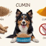 Chien joyeux devant gamelle avec cumin chien