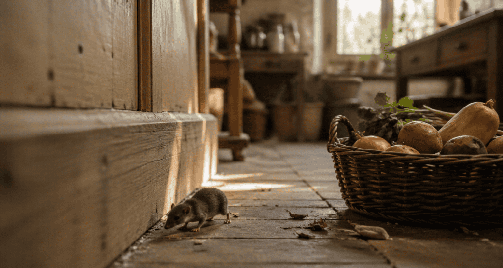 musaraigne dans la maison signification près panier légumes