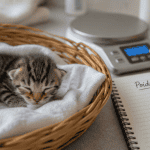 poids d un chaton sur balance et carnet